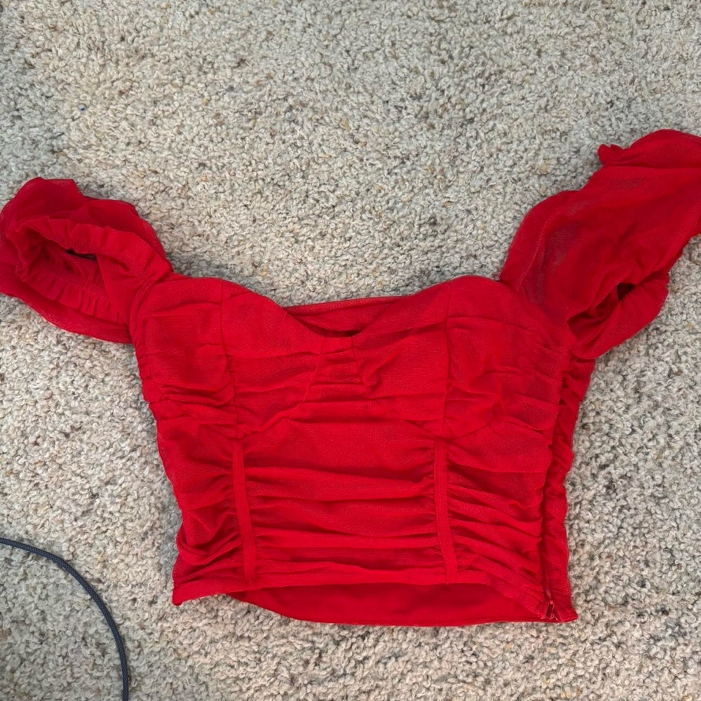 Princess Polly Vibrant Red Ruched Blouse